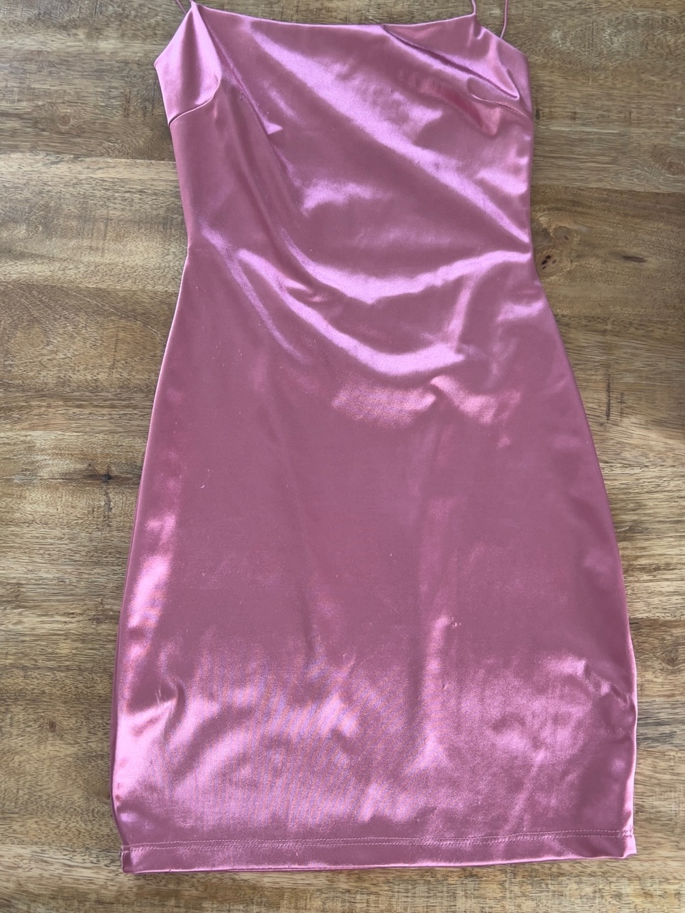 Satin Slip Dress in Shimmering Rose Pink
